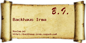 Backhaus Irma névjegykártya