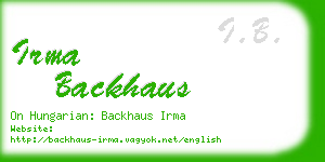 irma backhaus business card